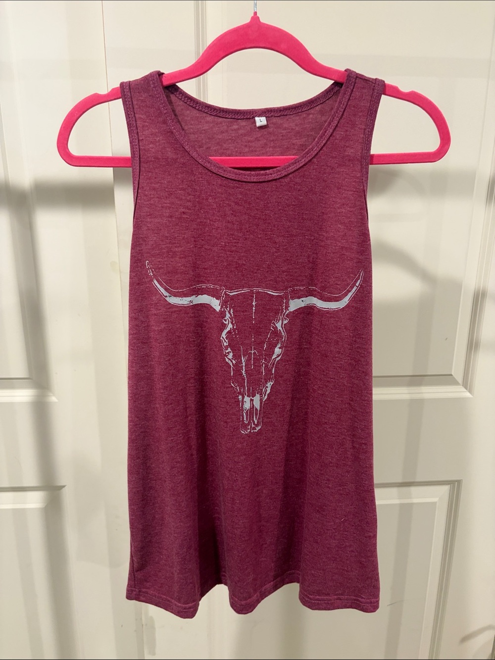 Womens Maroon Tank Top with Skull Graphic